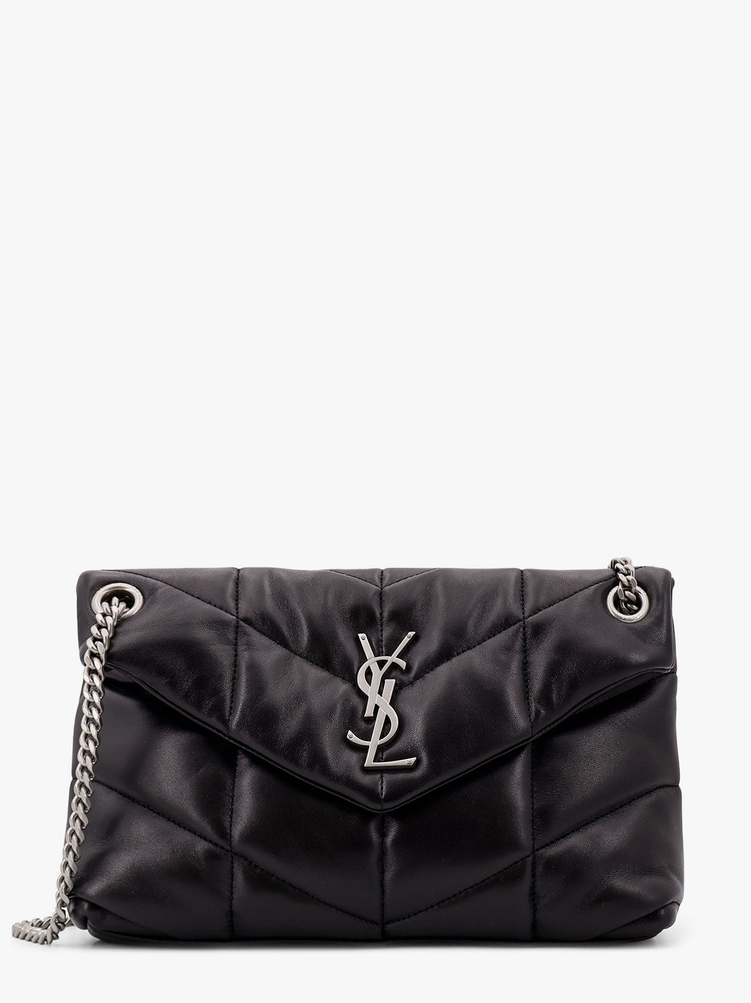 Saint Laurent Women's Puffer Matelassé Leather Crossbody Bag Black