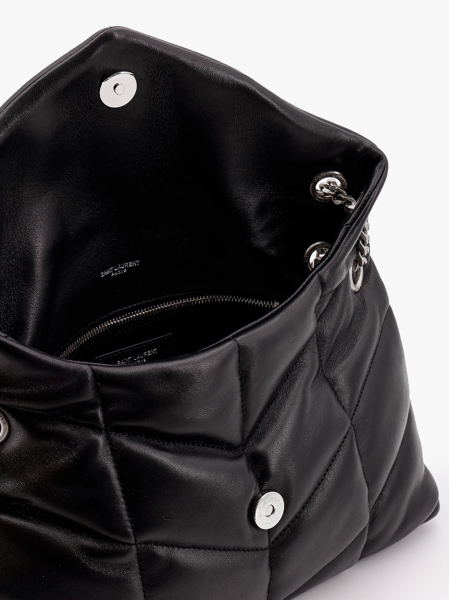 Saint Laurent Women's Puffer Matelassé Leather Crossbody Bag Black