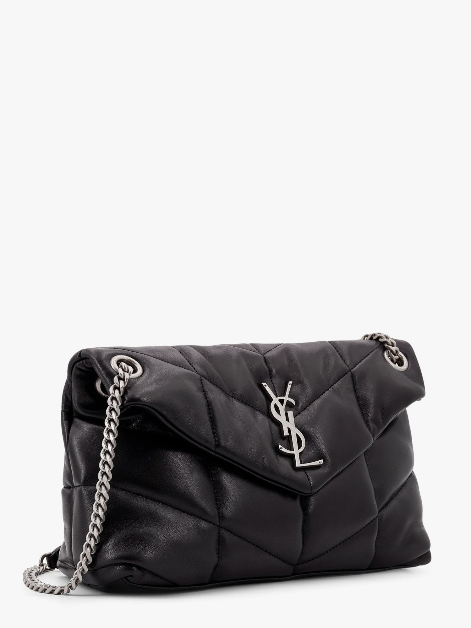 Saint Laurent Women's Puffer Matelassé Leather Crossbody Bag Black