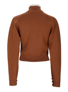 Chloé Women's Knit Wool Lace Pullover Collar High Brown, view 2