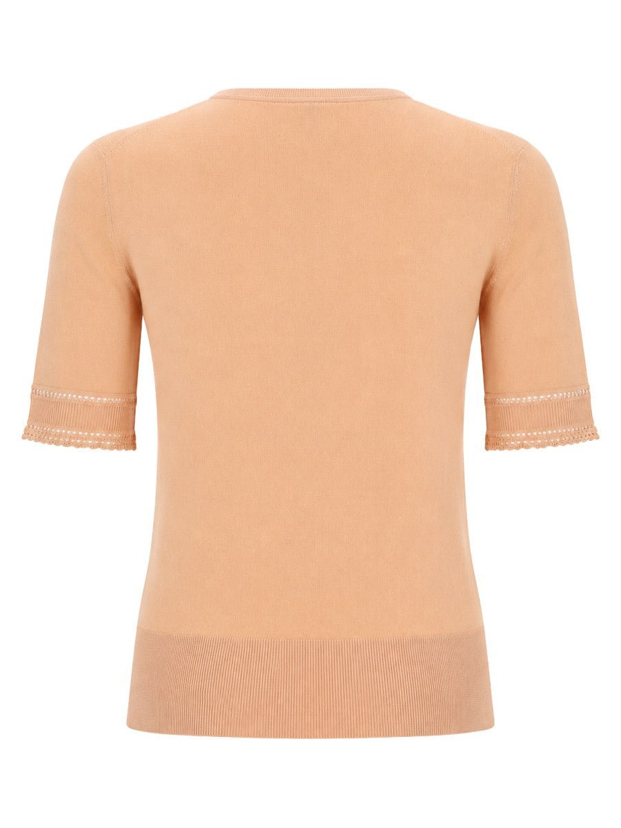 Chloé Women's Pullover Maniche Corte in Maglia DI Lana Blue