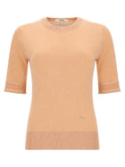 Chloé Women's Knit Wool Pullover Short-Sleeve Blue