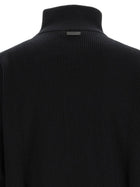 Saint Laurent Men's Pullover with Mezza Zip in Wool Ribbed Black, view 4