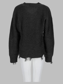 Amish Supplies Women's Pullover Distressed Con Scollo Grey