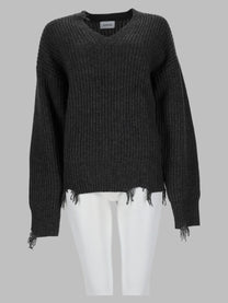 Amish Supplies Women's Pullover Distressed Con Scollo Grey