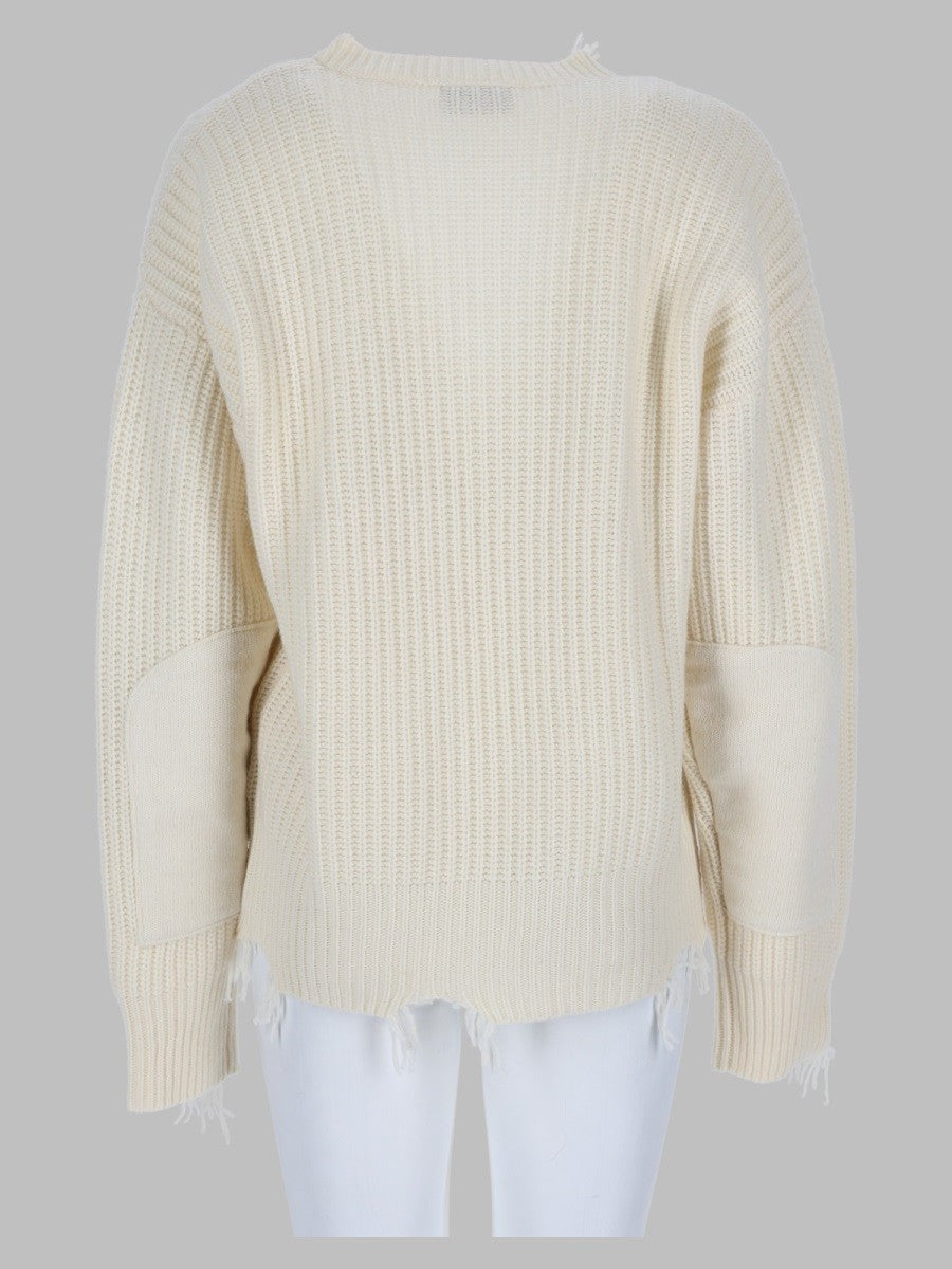 Amish Supplies Women's Pullover Distressed Con Scollo White