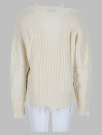 Amish Supplies Women's Pullover Distressed Con Scollo White