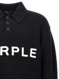 PURPLE - PURPLE - Logo embroidery sweater - Men’s Knitwear