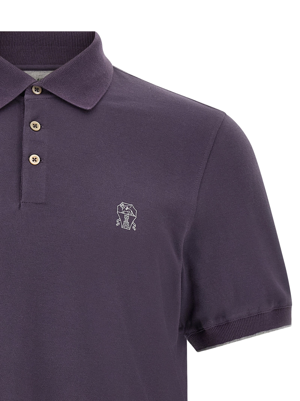 Brunello Cucinelli Purple Embroidery Polo Shirt Purple