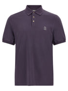 Brunello Cucinelli Purple Embroidery Polo Shirt Purple