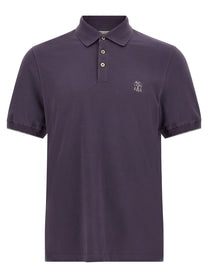 Brunello Cucinelli Purple Embroidery Polo Shirt Purple