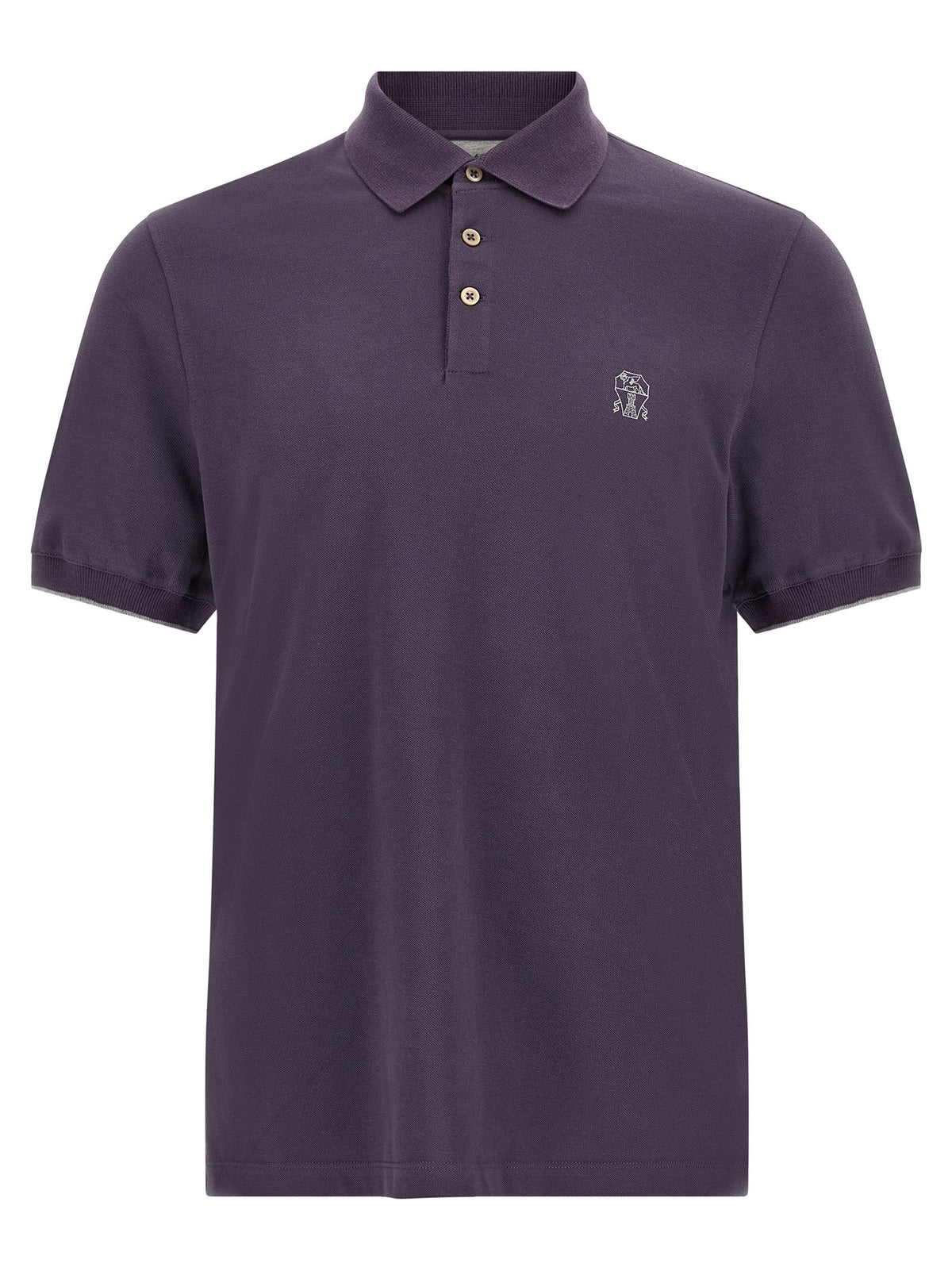 Brunello Cucinelli Purple Embroidery Polo Shirt Purple