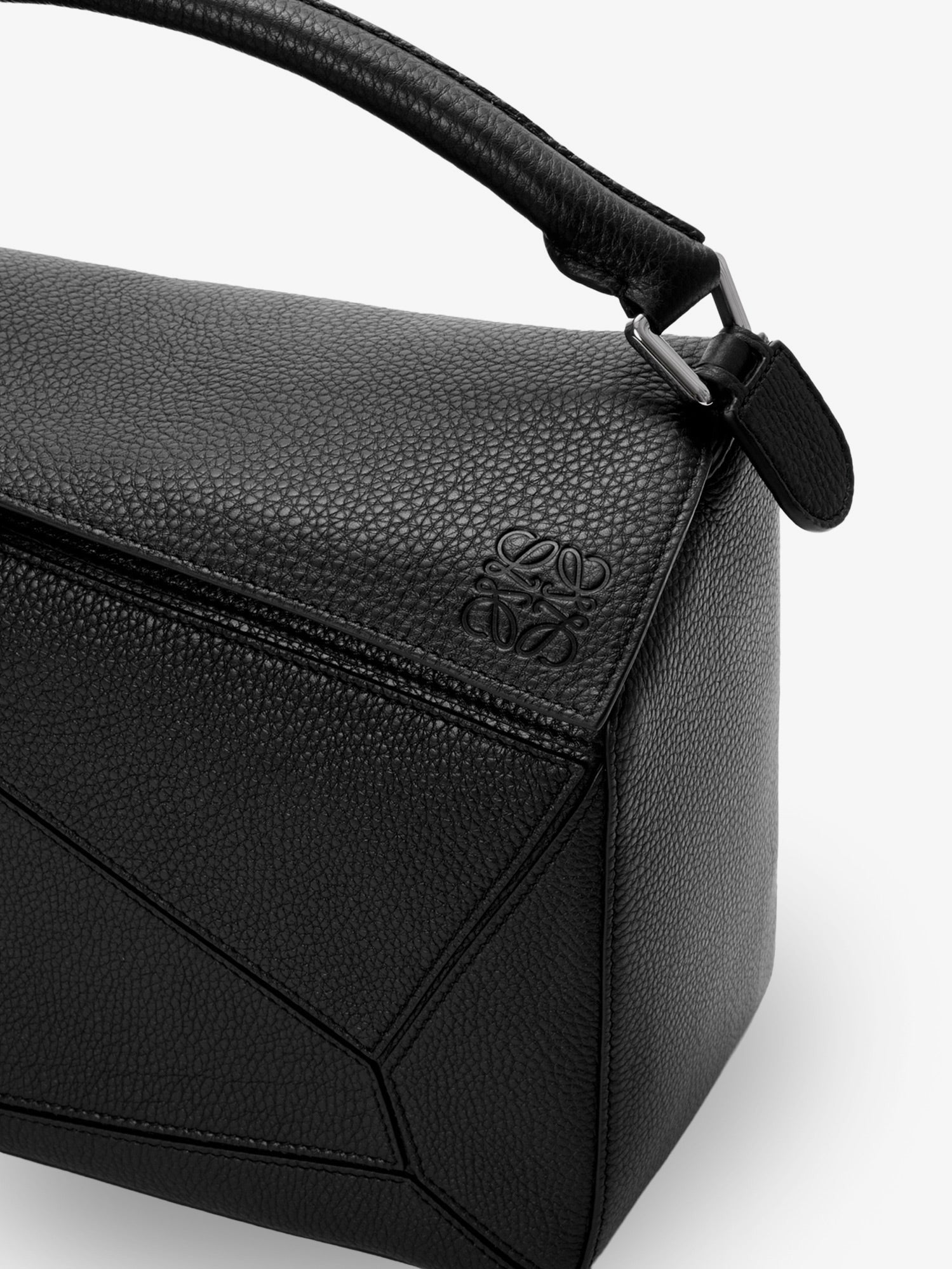 Loewe Men's Puzzle Large Textured Leather Handbag Black