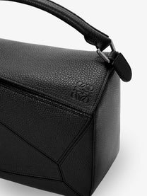 Loewe Men's Puzzle Large Textured Leather Handbag Black