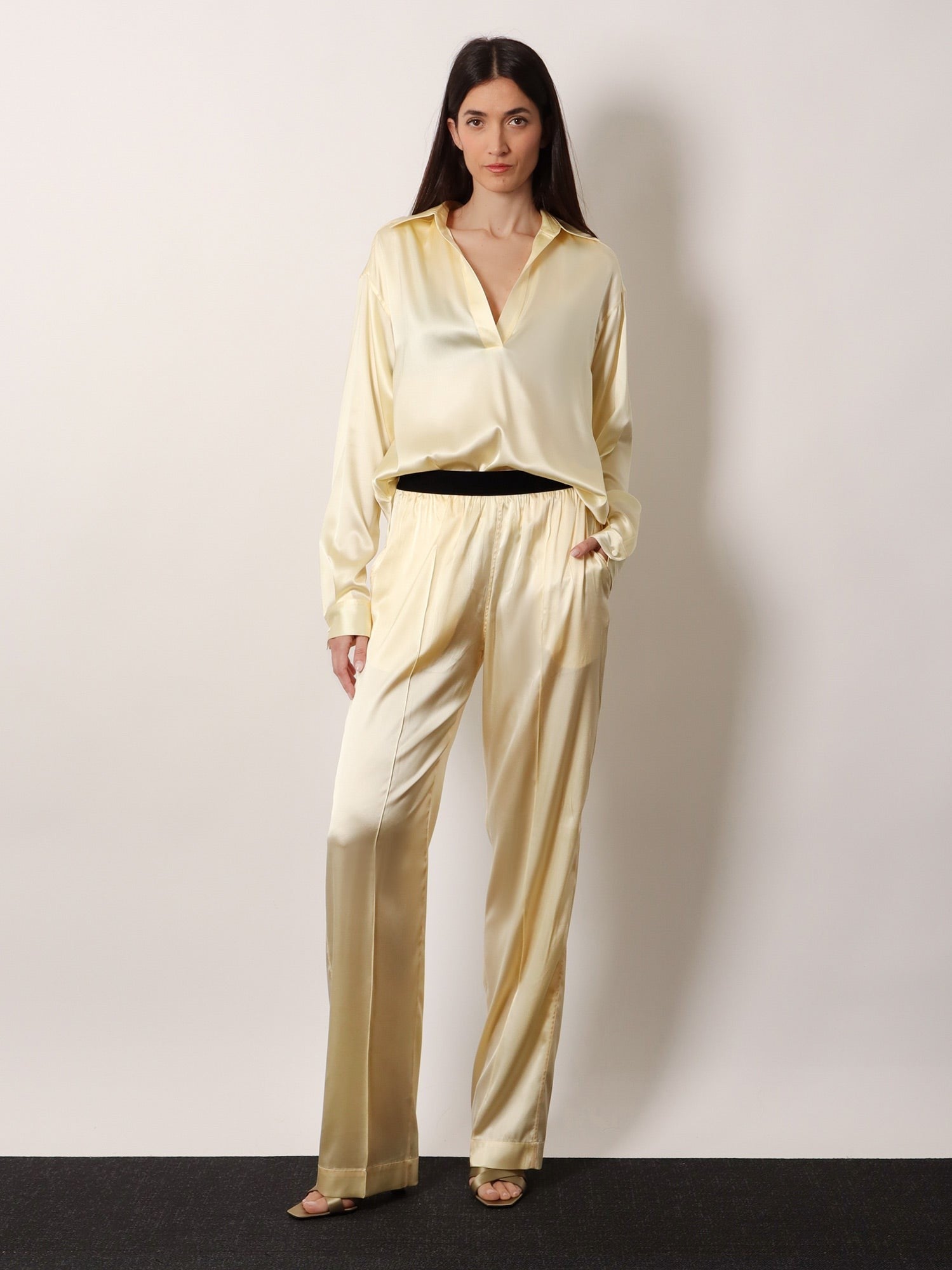 Tom Ford Women's Pyjamas Stretch Satin Trousers Yellow