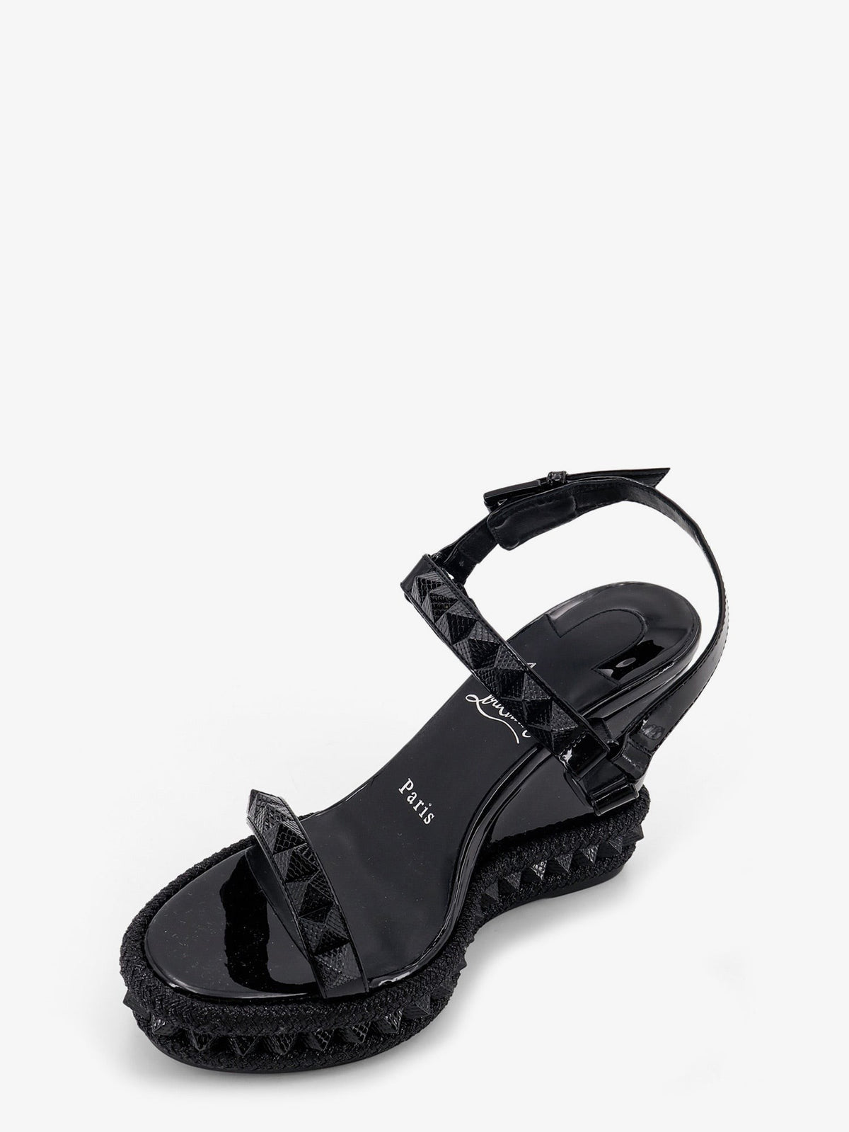Christian Louboutin Women's Pyra Clou Leather Sandals Black, view 4