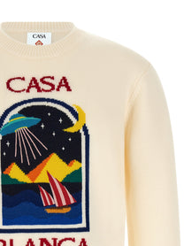 Casablanca Pyramid Abduction Sweater White