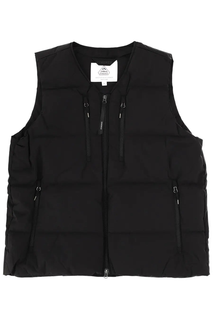 Pyrenex unisex solace vest black puffer vest with quilted panels and multiple zippers for cold weather layering
