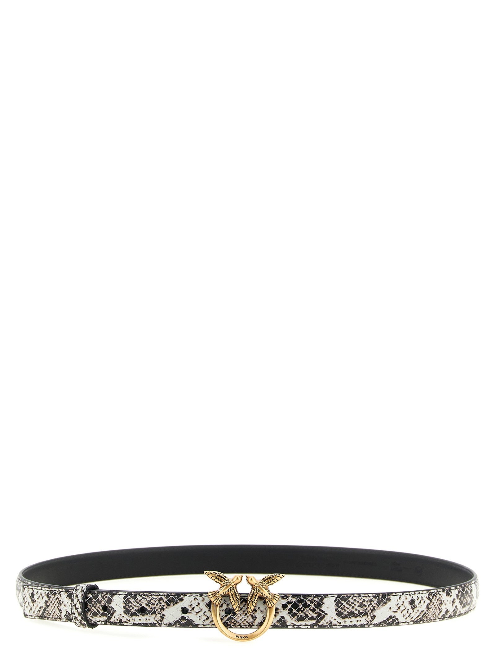 Pinko Python Print Leather Belt Grey