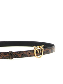 Pinko Python Print Leather Belt Brown