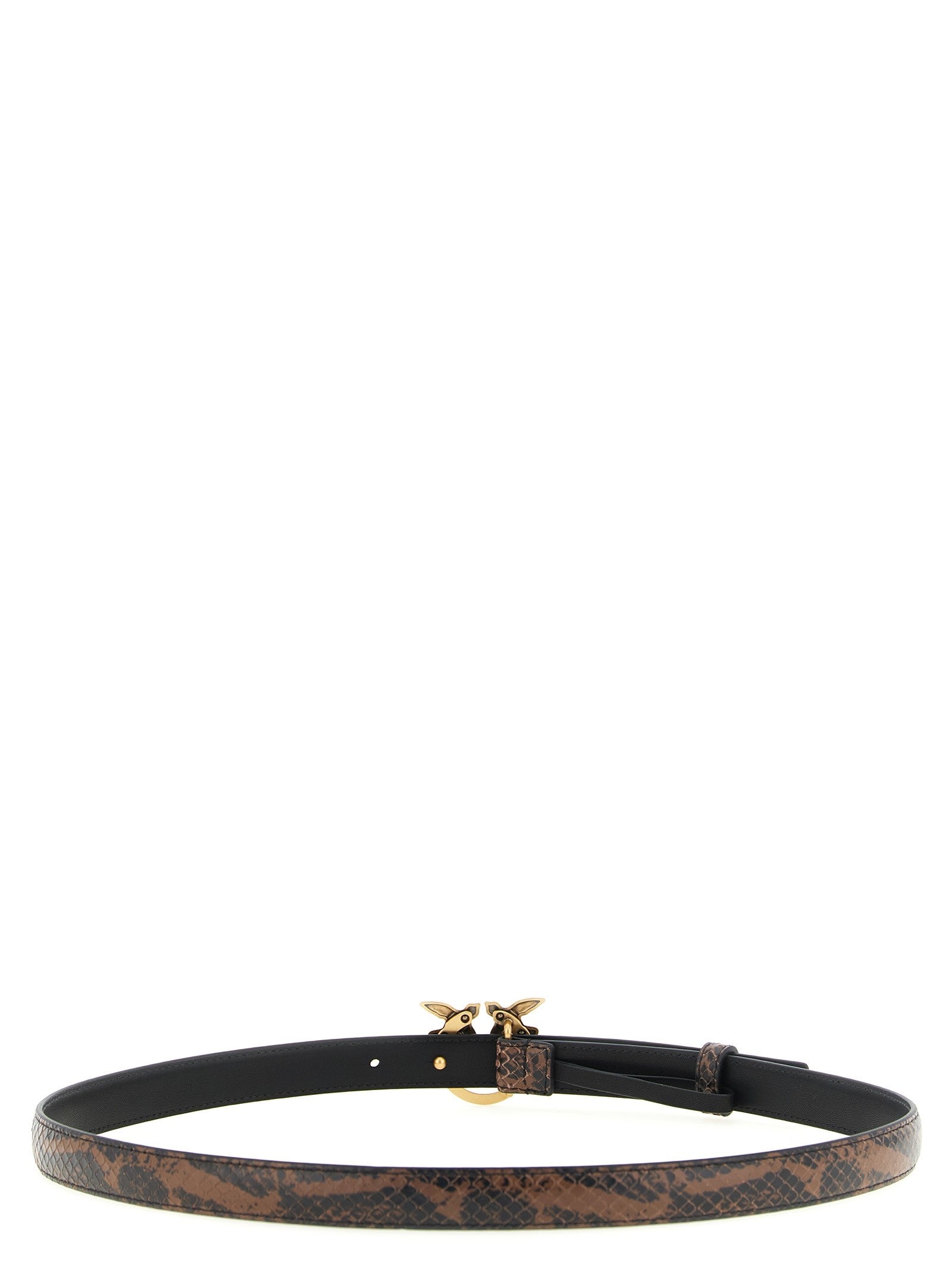 Pinko Python Print Leather Belt Brown