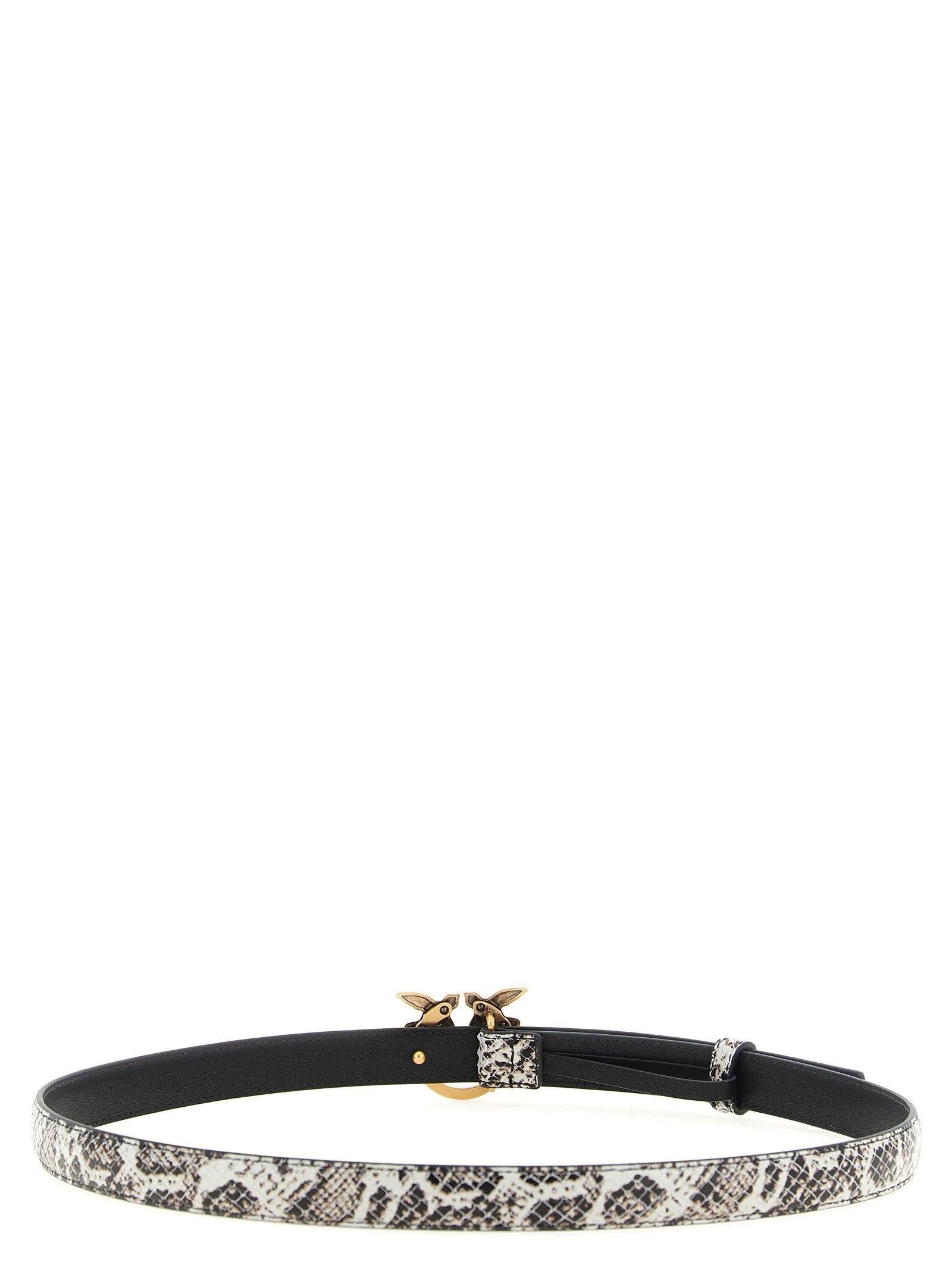 Pinko Python Print Leather Belt Grey