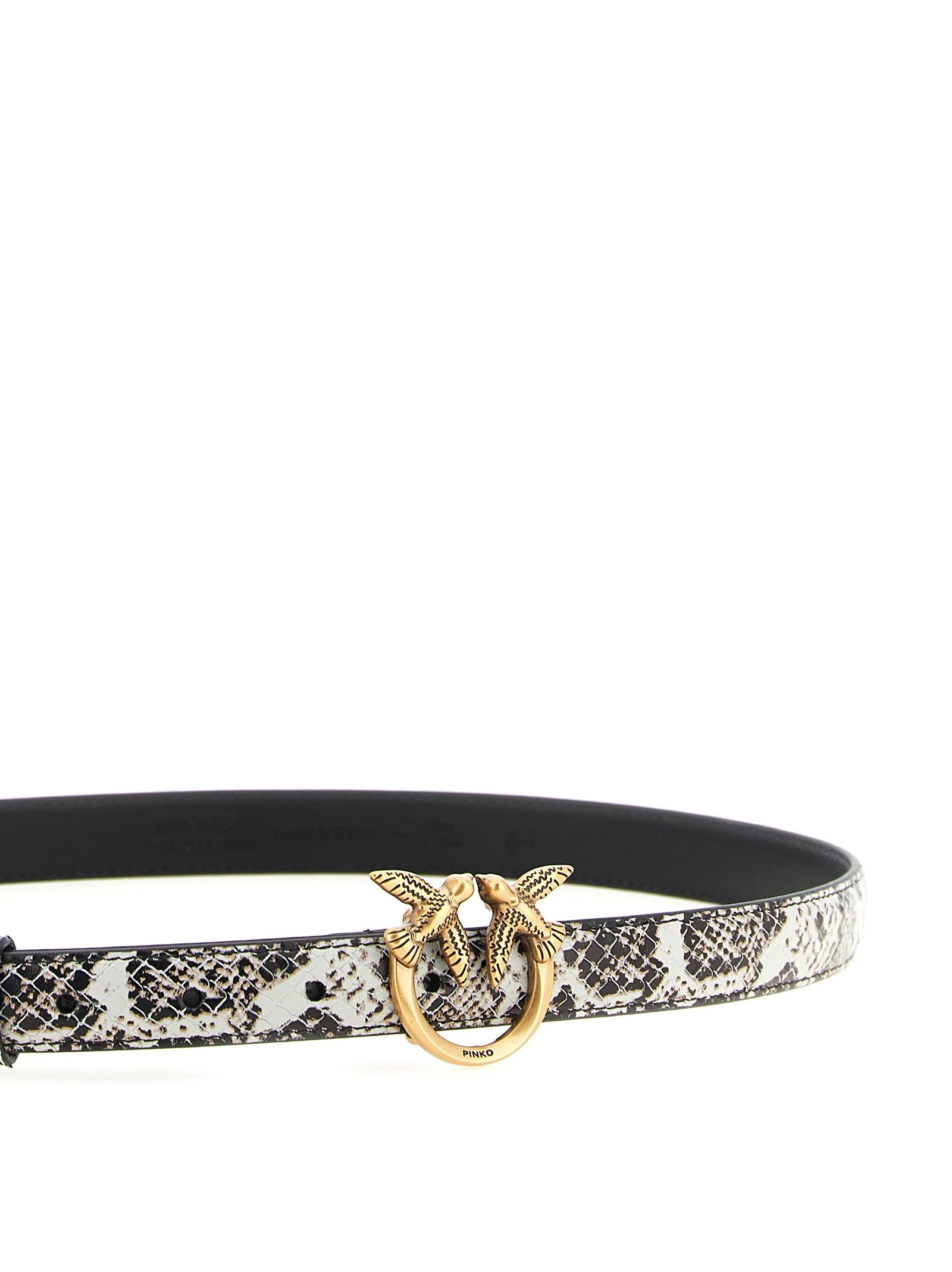 Pinko Python Print Leather Belt Grey