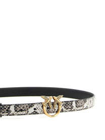 Pinko Python Print Leather Belt Grey