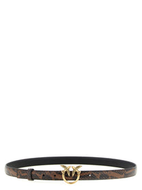 Pinko Python Print Leather Belt Brown