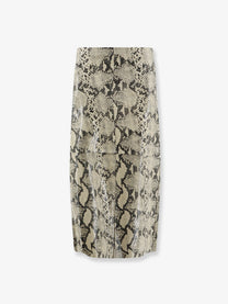 Alysi Women's Python Print Leather Midi Skirt Pattern