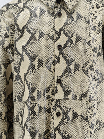 Alysi Women's Python Print Leather Shirt Pattern