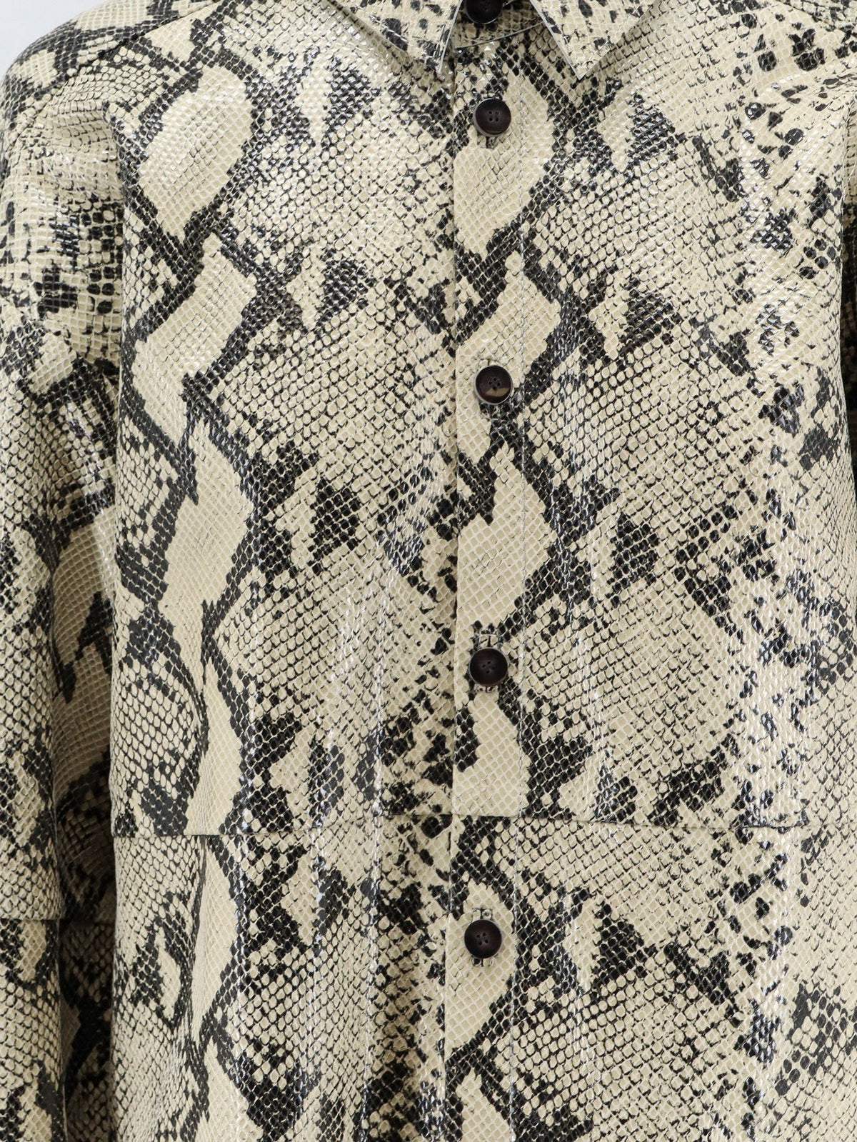 Alysi Women's Python Print Leather Shirt Pattern, view 3