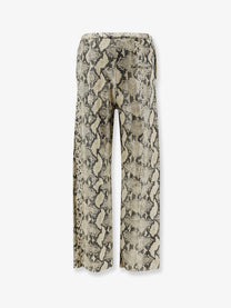 Alysi Women's Python Print Leather Trousers Pattern