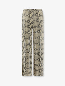 Alysi Women's Python Print Leather Trousers Pattern