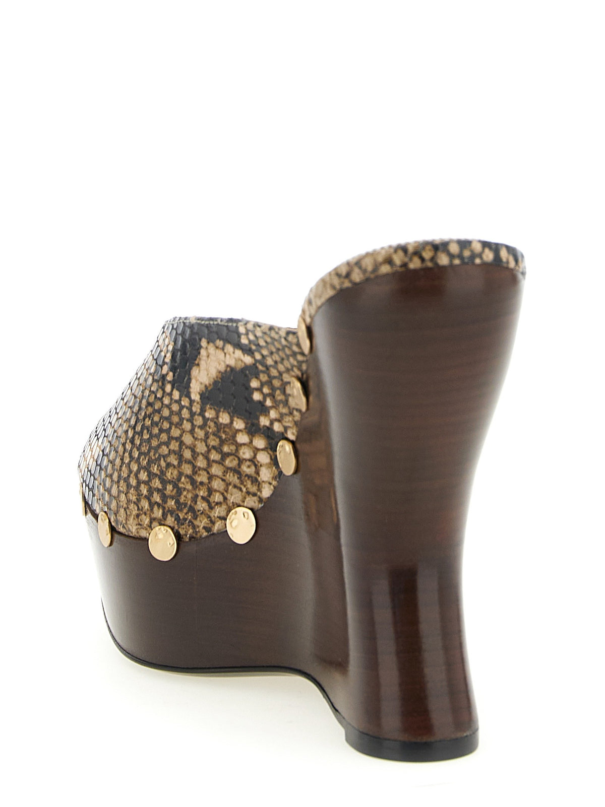 Magda Butrym Python Print Mules Brown, view 3