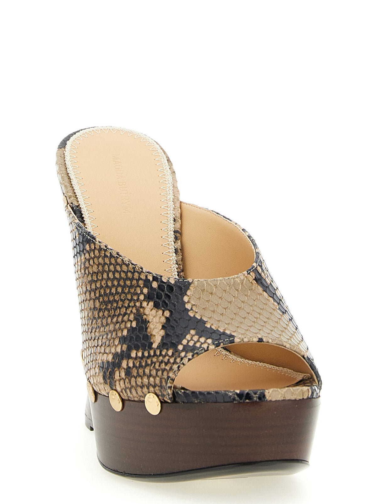 Magda Butrym Python Print Mules Brown, view 2