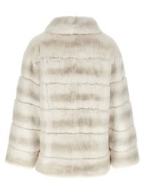 Yves Salomon Quilted Fur Coat White, view 2