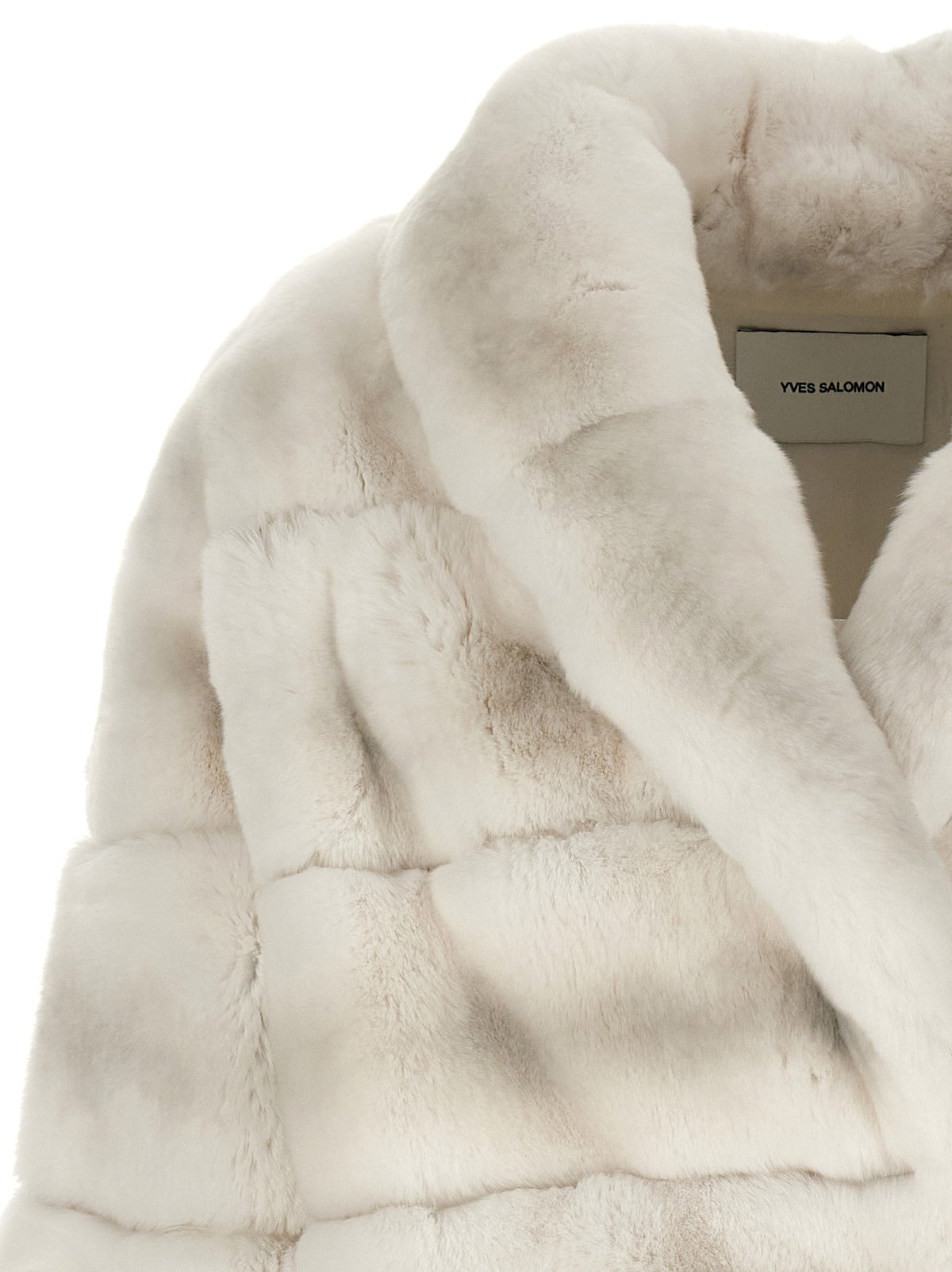 Yves Salomon Quilted Fur Coat White, view 3