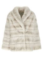 Yves Salomon Quilted Fur Coat White