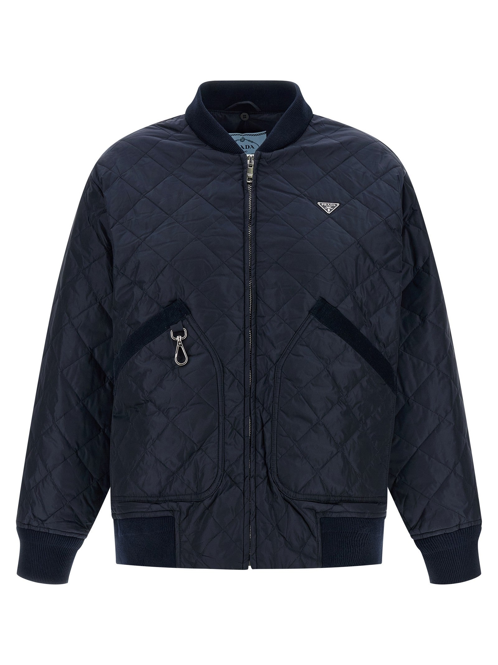 Prada Quilted Hooded Jacket Blue