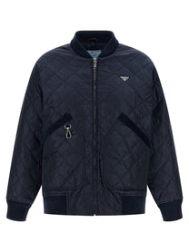 Prada Quilted Hooded Jacket Blue