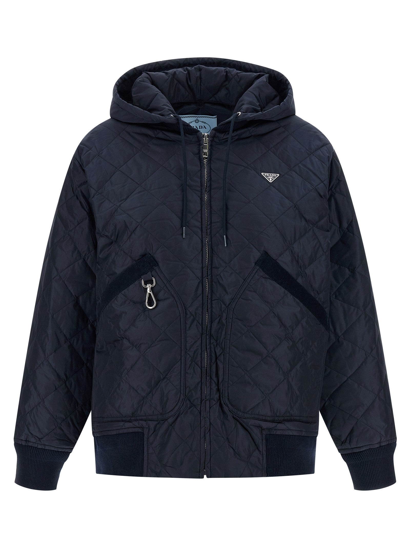 Prada Quilted Hooded Jacket Blue
