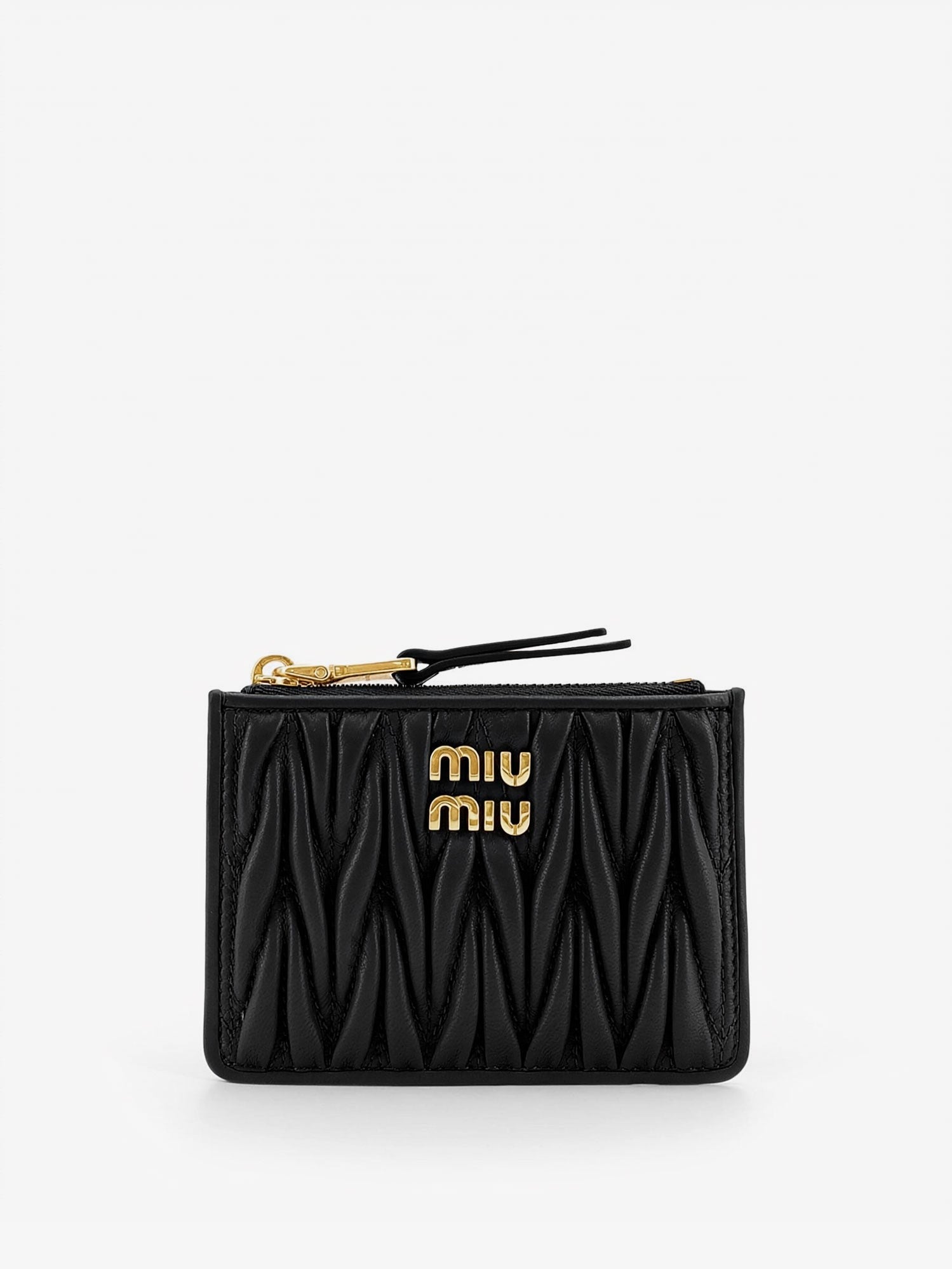 Miu Miu Women's Quilted Leather Card Holder Black