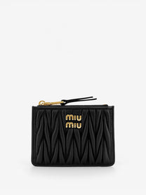 Miu Miu Women's Quilted Leather Card Holder Black