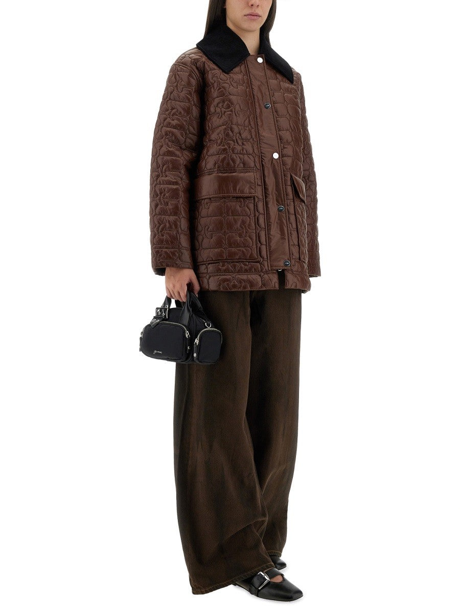 Ganni Women's Quilted Midi Jacket Brown