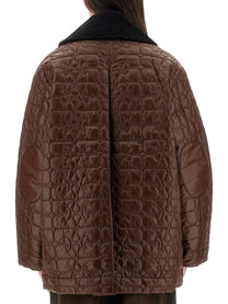 Ganni Women's Quilted Midi Jacket Brown