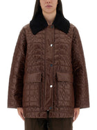 Ganni Women's Quilted Midi Jacket Brown