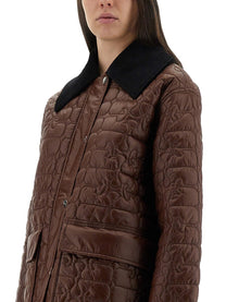 Ganni Women's Quilted Midi Jacket Brown
