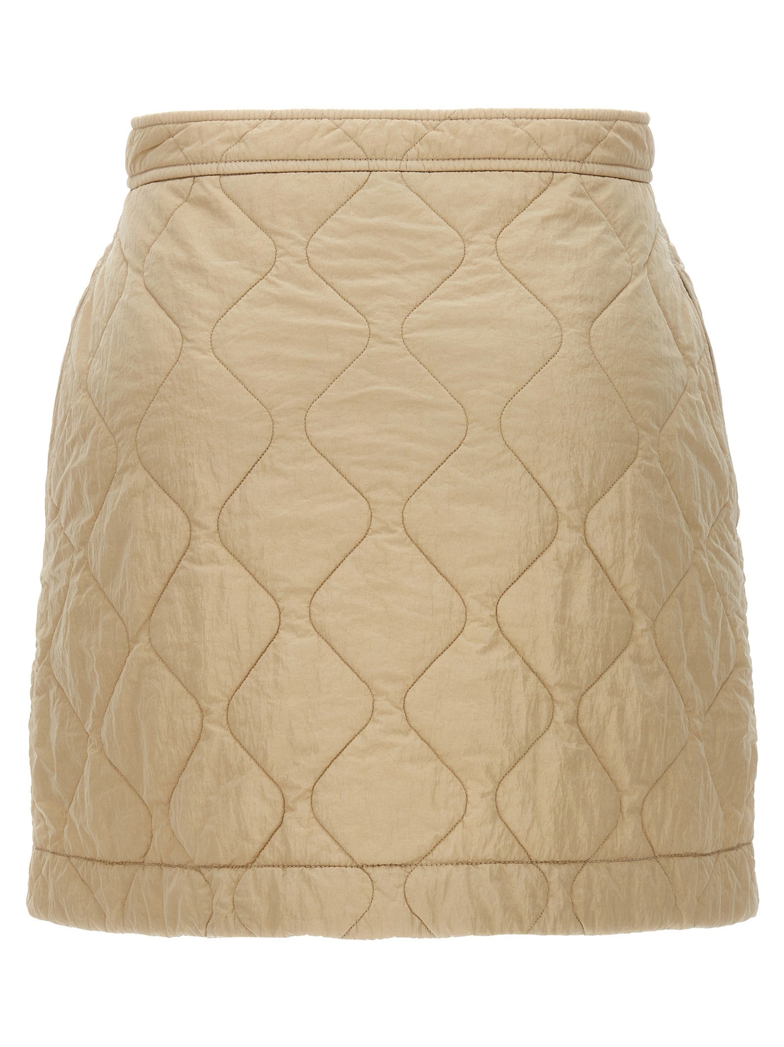 Burberry Quilted Nylon Skirt Beige
