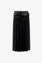 R2W Women's Nayla Pleated Wool Trousers Skirt Black